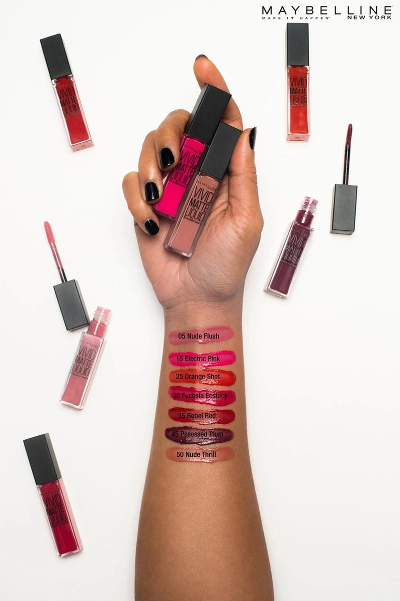 Maybelline Vivid Matte Liquid - 35 Rebel Red - Rood - Lippenstift 9 Maybelline Vivid Matte Liquid - 35 Rebel Red - Rood - Lippenstift - Afbeelding 7