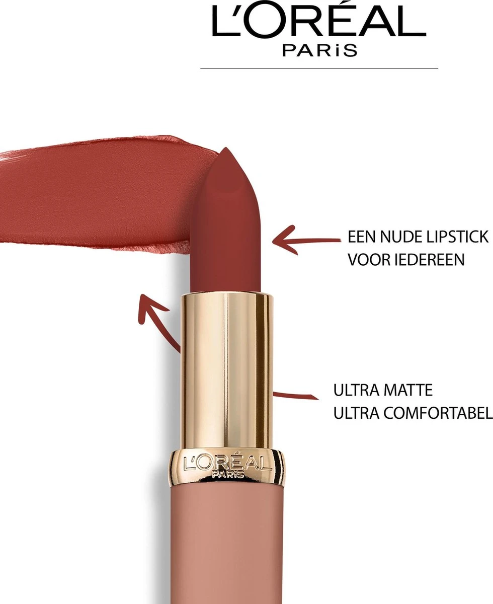 L’Oréal Paris Color Riche Free The Nudes Lipstick - Nude Matte - 08 No Lies - Roze - 3,9 Gr 7 L’Oréal Paris Color Riche Free The Nudes Lipstick - Nude Matte - 08 No Lies - Roze - 3,9 Gr - Afbeelding 5